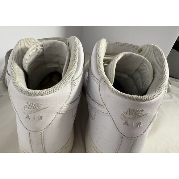 NIKE AIRFORCE 1 MENS WHITE LEATHER HI TOP SNEAKERS SHOES SIZE 12 - Picture 2 of 8